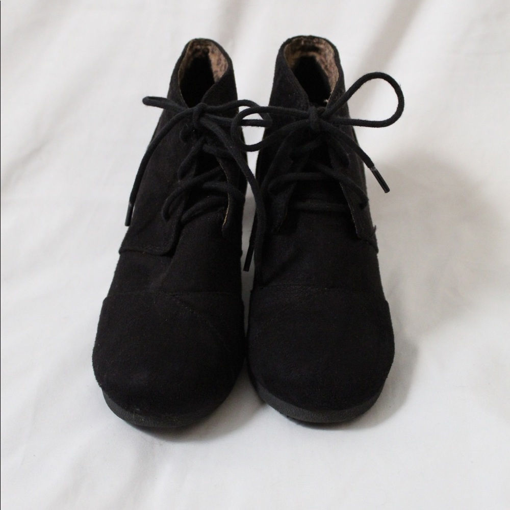 Black wedge booties